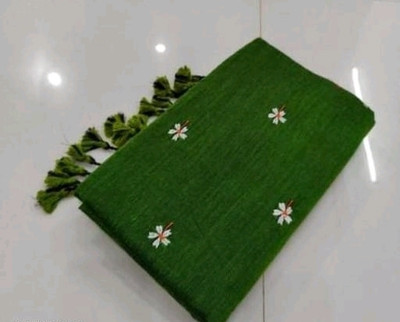 GHOSH TEXTILE Self Design Handloom Cotton Blend Saree(Green)