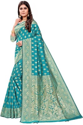 SHREE SANT SAREES Self Design Banarasi Jacquard Saree(Light Blue)