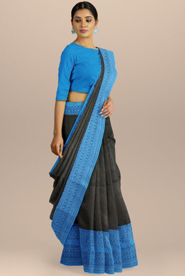 GOLU Solid/Plain Handloom Cotton Blend Saree(Multicolor)