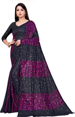 KV Fashion Embroidered Bollywood Georgette Saree(Purple)