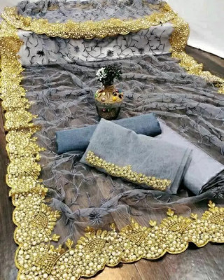 Samai Embellished Bollywood Net Saree(Grey)