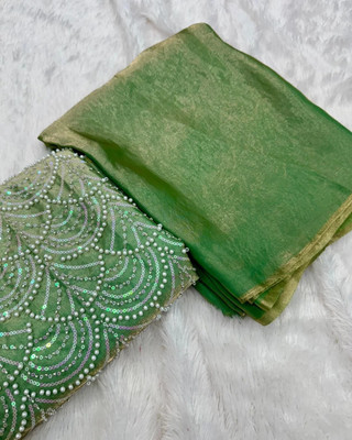 Classy Foriever Embellished Bollywood Silk Blend Saree(Green)