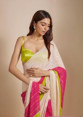 Avishafab Printed Bollywood Chiffon Saree(Multicolor)