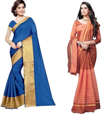 Saadhvi Woven Bollywood Cotton Silk Saree(Pack of 2, Multicolor)