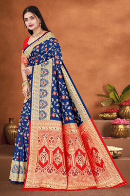 Falessa Woven Banarasi Art Silk Saree(Blue)