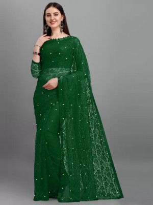 Amavii Embellished Bollywood Net Saree(Green)