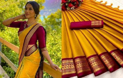 Shruti Bandhani Woven, Solid/Plain Kanjivaram Jacquard, Pure Silk Saree(Multicolor)