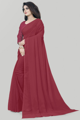 mamtasaree Printed Daily Wear Net, Chiffon Saree(Maroon)