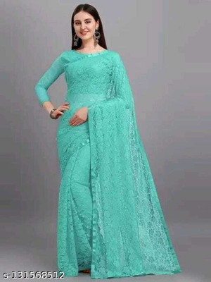 Suntex Printed Bollywood Net Saree(Light Green)