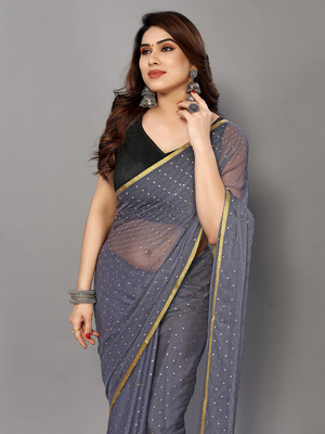 Prutha Fashions Embellished Bollywood Chiffon Saree(Grey)