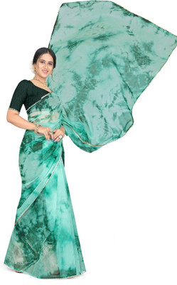 Pemal Designer Dyed Bollywood Organza Saree(Grey)