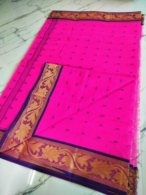 Piyafashion Self Design Tant Pure Cotton Saree(Pink)