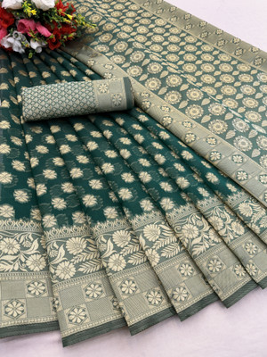 Harshiv Textile Self Design Kanjivaram Art Silk Saree(Light Green)