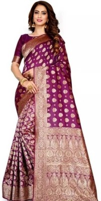 SWAMI STUDIO Self Design Banarasi Art Silk Saree(Purple)