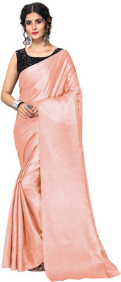 Shrilaxmisari Solid/Plain Bollywood Satin Saree(Multicolor)