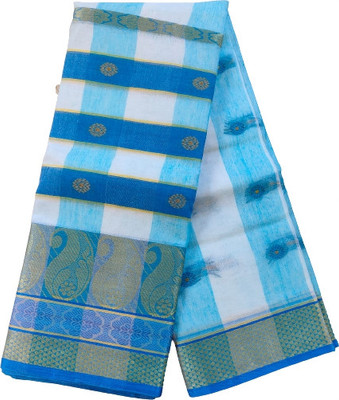Ghosh handloom Self Design Tant Pure Cotton Saree(Light Blue)