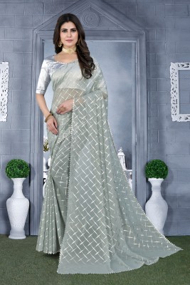 REDFISH Embellished Daily Wear Georgette Saree(Grey)