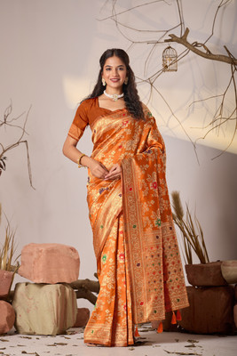 C P Vastralay Woven Banarasi Art Silk Saree(Gold)