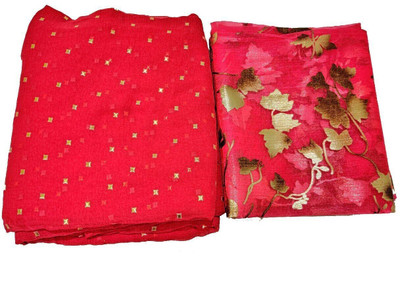 mamtasaree Printed Bollywood Net, Chiffon Saree(Pack of 2, Red)