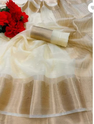 Rohit Designer Self Design Bollywood Net Saree(White)