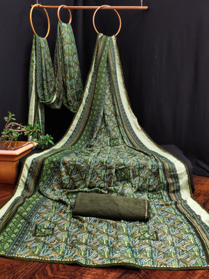 Kanooda Prints Printed Bollywood Georgette Saree(Green)