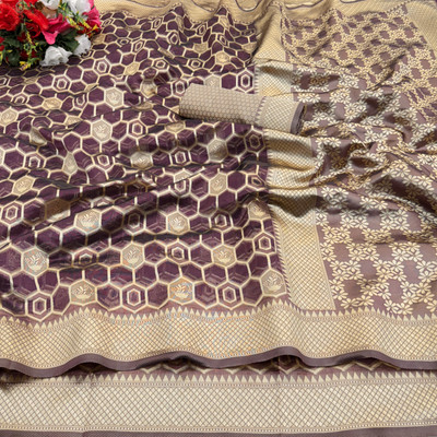 Harshiv Textile Self Design Kanjivaram Art Silk Saree(Purple)