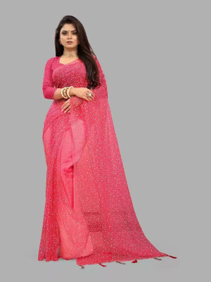 Hand Painted Bollywood Net Saree(Pink)