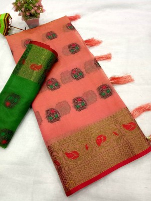 Gajal Self Design Kanjivaram Pure Cotton, Cotton Silk Saree(Pink)