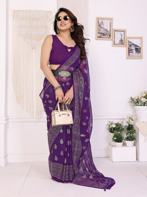 ROOP SUNDARI SAREES Paisley Bollywood Georgette Saree(Purple)