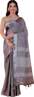 NEGRONI Woven Daily Wear Linen Saree(Brown)
