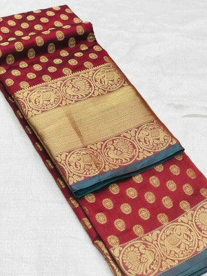 Bansari Textiles Woven Banarasi Art Silk Saree(Maroon)