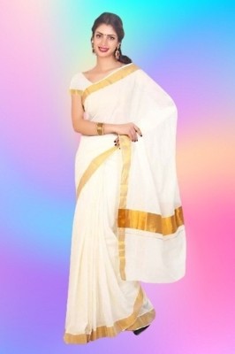 GUGALIYA FASHION Solid/Plain Kasavu Pure Cotton Saree(Multicolor)