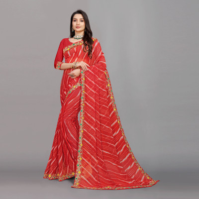 HouseOfCommon Embellished Bollywood Georgette Saree(Red)