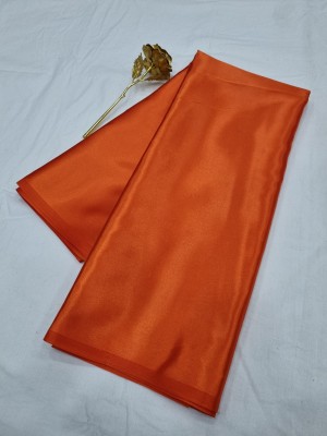 Arpita Fashion Solid/Plain Bollywood Pure Silk, Satin Saree(Orange)