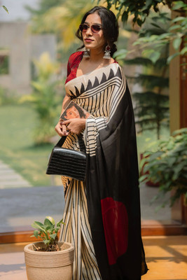 YASHIKA Printed Daily Wear Tussar Silk Saree(Cream)