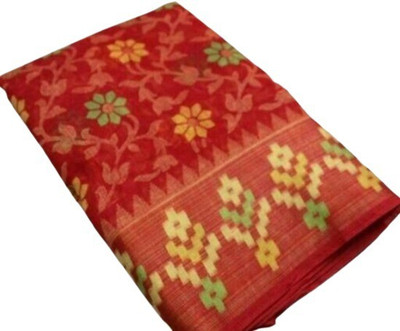 Saadhvi Printed Daily Wear Cotton Silk Saree(Red)