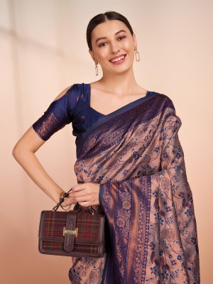 Shreyansh Creations Woven Banarasi Pure Silk Saree(Grey)