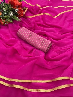 mamtasaree Solid/Plain Daily Wear Velvet, Chiffon Saree(Pink)