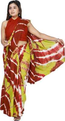 JAIPURI BLOCK PRINT Blocked Printed, Color Block, Dyed, Floral Print, Printed Daily Wear Pure Cotton Saree(Yellow)