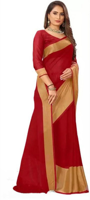 Vragi Solid/Plain Bollywood Chiffon Saree(Maroon)