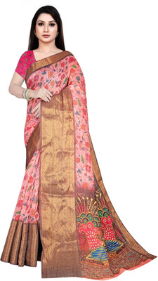 Kedar NX Digital Print Bollywood Cotton Linen Saree(Yellow)