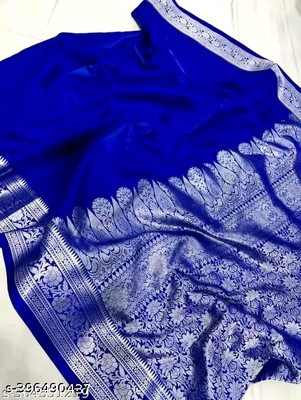 SANA SILK SAREE Woven Banarasi Satin Saree(Blue)