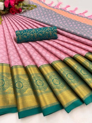 Wamsi Woven Baluchari Cotton Silk Saree(Yellow)