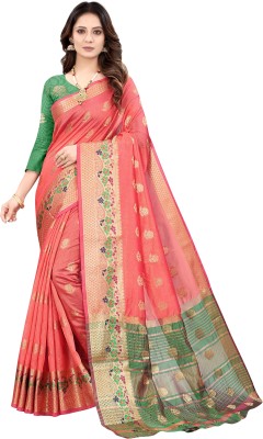 Bansari Textiles Self Design, Woven Bollywood Jacquard, Art Silk Saree(Pink)