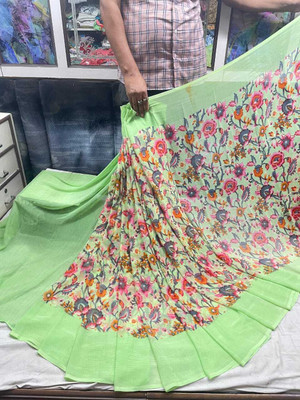 THESIYA FAB Printed Bollywood Georgette Saree(Light Green)