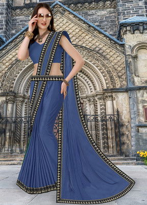 Offirra International Printed Banarasi Lycra Blend, Chiffon Saree(Grey)