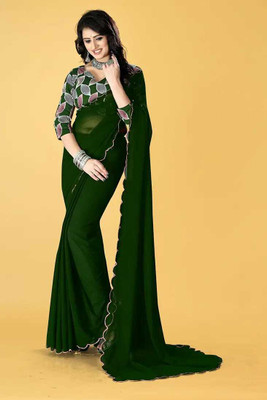 supalee tex Solid/Plain Bollywood Georgette Saree(Multicolor)