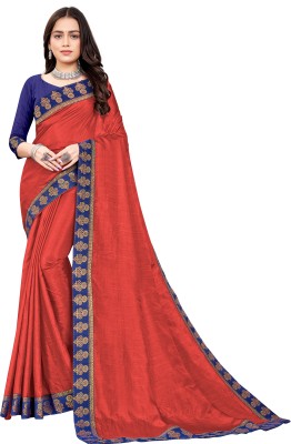 HINDVA FASHION HUB Embroidered Bollywood Art Silk Saree(Red)