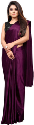 mamtasaree Solid/Plain Bollywood Silk Blend Saree(Magenta)