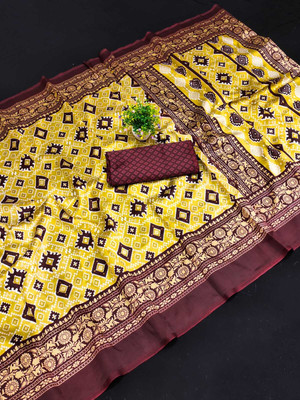 Kanooda Prints Printed Mysore Art Silk Saree(Multicolor)